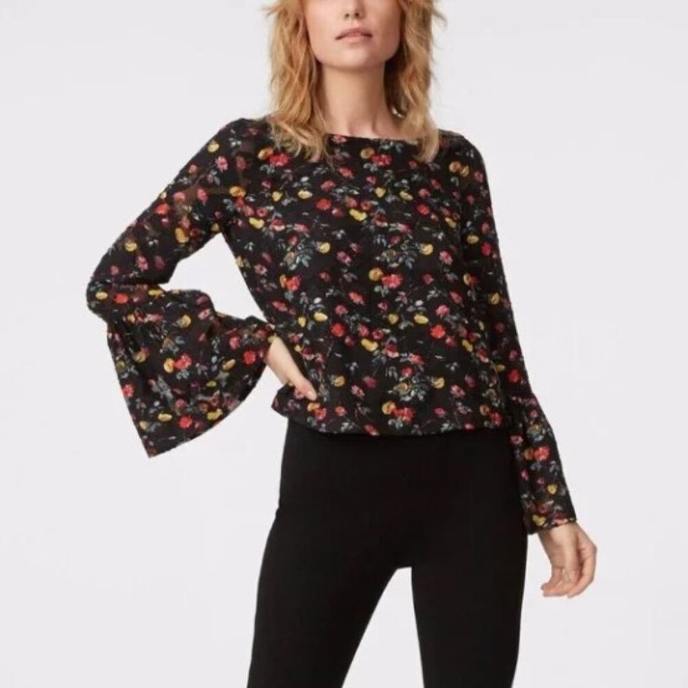 Club Monaco Taisie Bell-Sleeve Floral Blouse